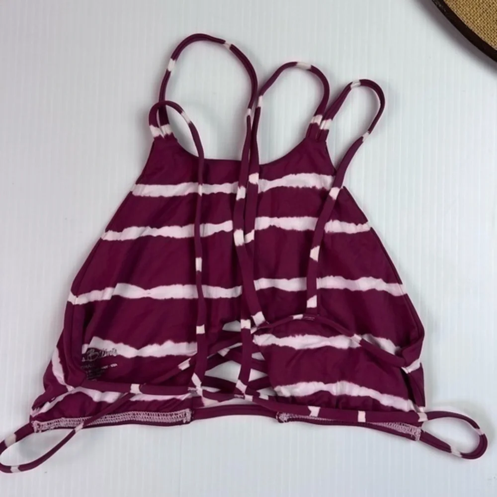 Frankie’s Bikinis womens size small maroon tie dye halter style bikini top
